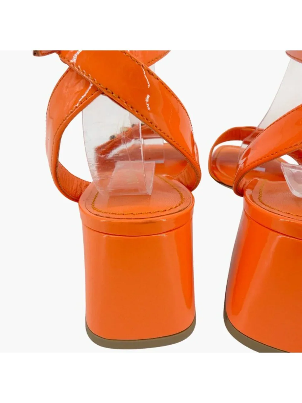 Louis Vuitton Shake LV Turnlock Sandals Orange Patent Leather Size 37 US 7 Logo
